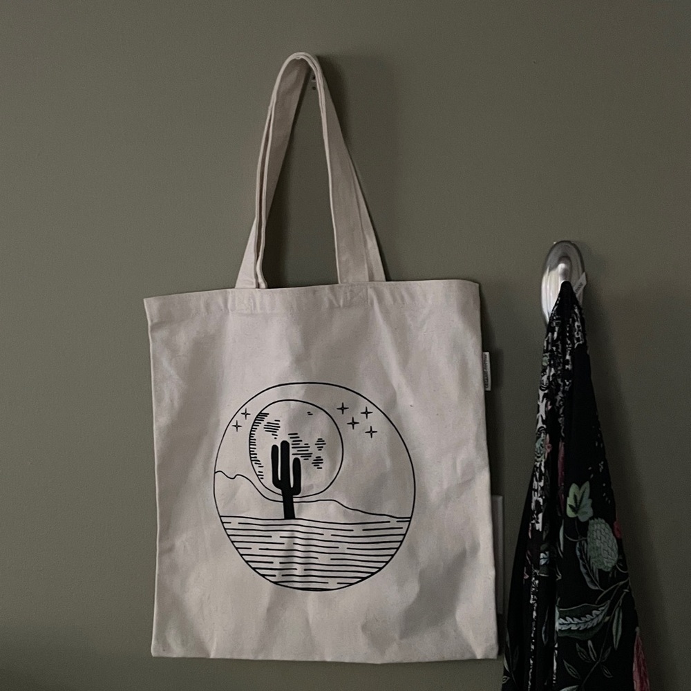 Canvas Tote Bag with Cactus Design